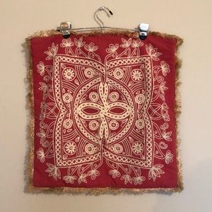 Anthropologie Pink Embroidered Pillow Case, gold